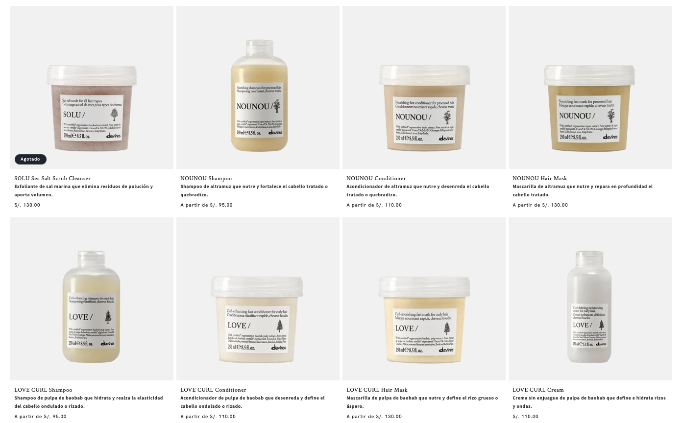 Rejilla de producto actualizada, con imágenes uniformes y descripciones nuevas